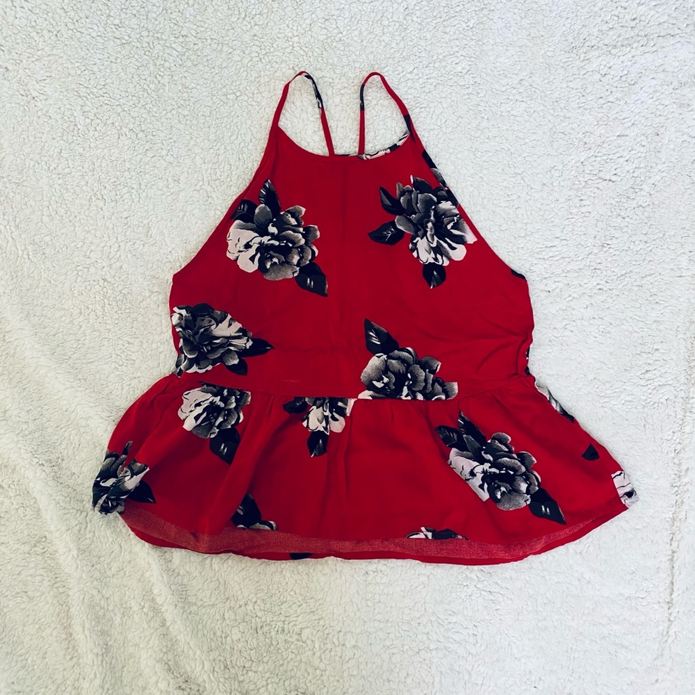Volcom Floral Print Tank in Red Size L